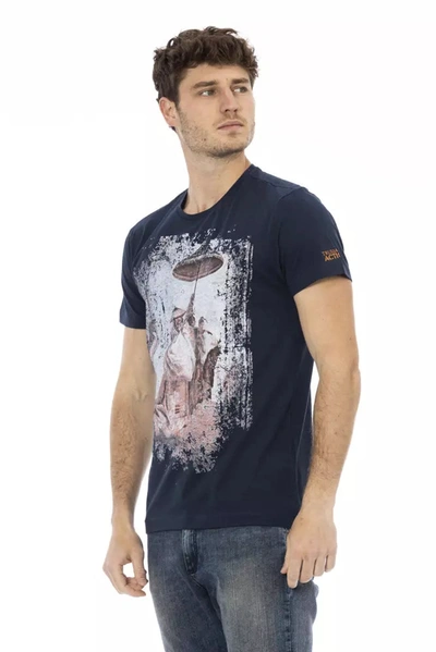 Shop Trussardi Action Chic Blue Short Sleeve Tee With Front Men's Print