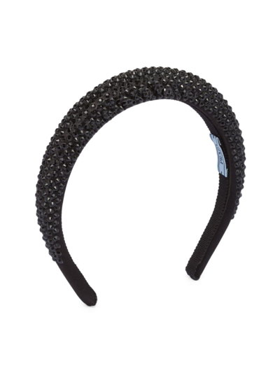 Shop Prada Women's Satin Hairband In Black