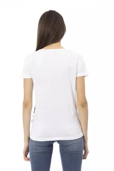 Shop Trussardi Action Chic White Tee With Elegant Front Women's Print
