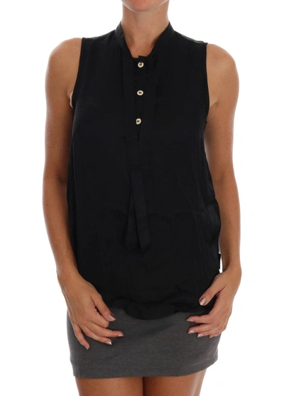 Shop Versace Jeans Chic Sleeveless Black Shirt Women's Blouse