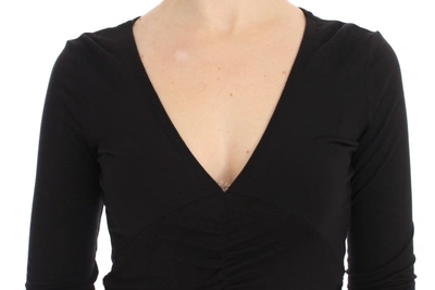 Shop Versace Jeans Elegant V-neck Black Viscose Blend Women's Sweater