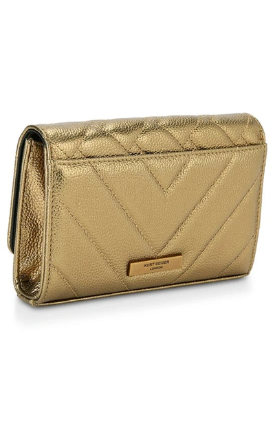 Shop Kurt Geiger Extra Mini Kensington Quilted Leather Wallet On A Chain In Rust/ Copper
