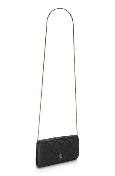 Shop Kurt Geiger Extra Mini Kensington Quilted Leather Wallet On A Chain In Black