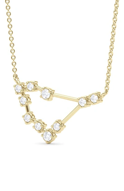 Hautecarat Capricorn Constellation Lab Created Diamond Necklace In 18k Yellow Gold