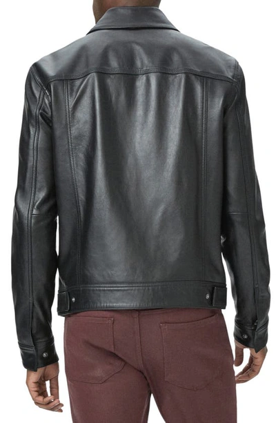 Shop Paige Pedro Leather Shirt Jacket In Black