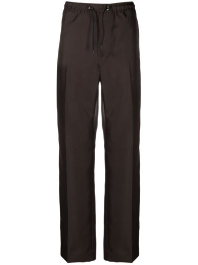 Shop Lanvin Side-stripe Straight-leg Trousers - Men's - Polyester/cotton In Brown