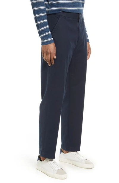 Shop Vince Relaxed Cotton Blend Trousers In Coastal