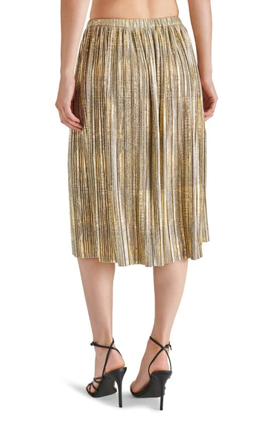 Shop Steve Madden Darcy Metallic Pleated Skirt In Gold