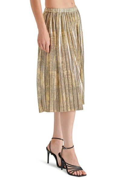 Shop Steve Madden Darcy Metallic Pleated Skirt In Gold