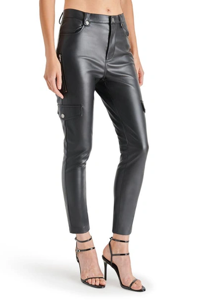Shop Steve Madden Yolanda Faux Leather Skinny Cargo Pants In Black