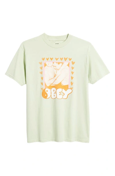 Shop Obey Wrestler Graphic T-shirt In Cucumber