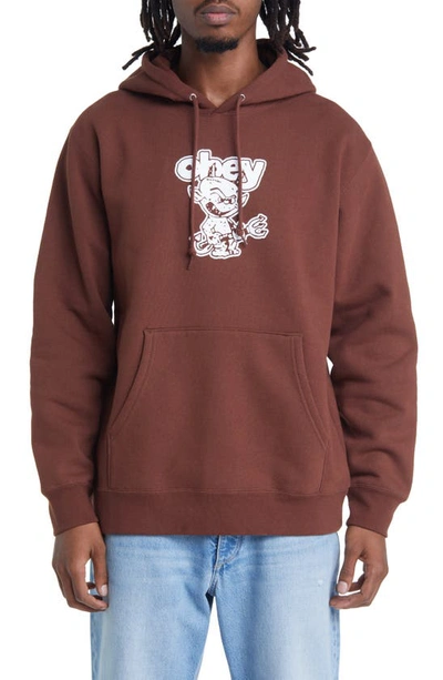 Shop Obey Demon Graphic Hoodie In Sepia