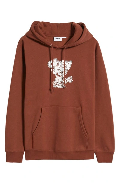 Shop Obey Demon Graphic Hoodie In Sepia