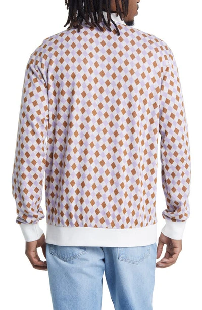 Shop Obey Capri Jacquard Long Sleeve Polo In Unbleached Multi