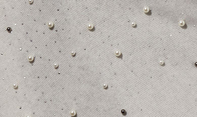 Ming Wang Imitation Pearl & Bead Detail Wool & Cashmere Poncho In White