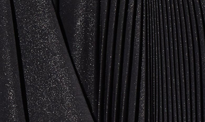 Ming Wang Shimmering Pleated Woven Top In Black/ Silver