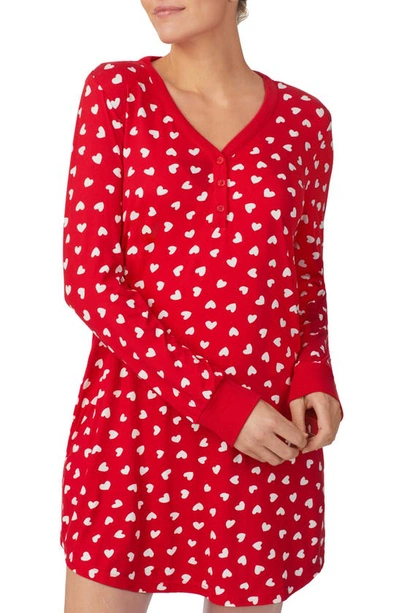 Shop Kate Spade Print Long Sleeve Sleep Shirt In Red Print