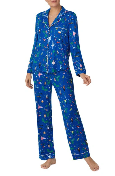 Kate Spade New York Printed Pajama Set In Dark Blue Print