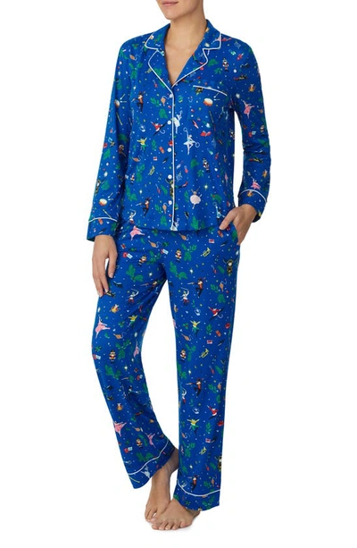 Kate Spade New York Printed Pajama Set In Dark Blue Print