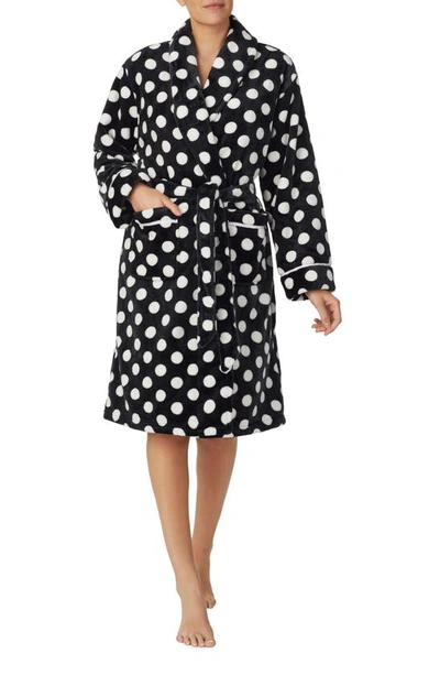 Shop Kate Spade Print Short Robe In Black Dot