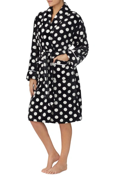 Shop Kate Spade Print Short Robe In Black Dot