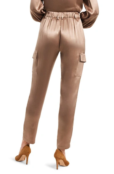 Shop Nic + Zoe Elevated Satin Tapered Leg Cargo Pants In Stucco