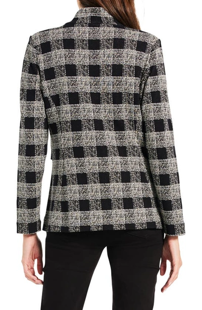 Nic + Zoe Perfectly Plaid Linen Blend Knit Blazer In Black Multi