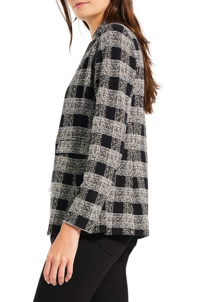 Shop Nic + Zoe Perfectly Plaid Metallic Cotton Blend Knit Blazer In Black Multi