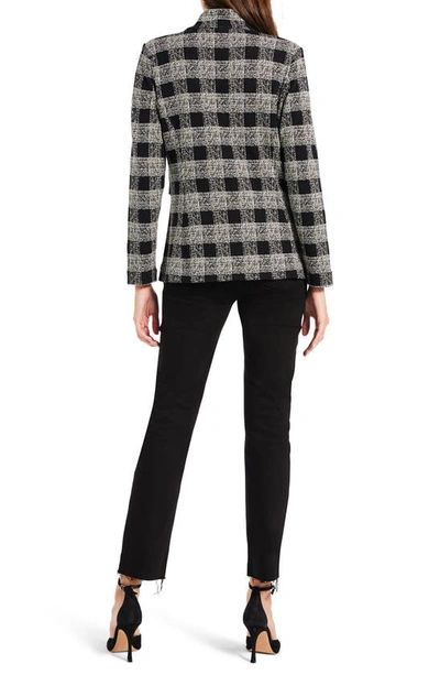 Shop Nic + Zoe Perfectly Plaid Metallic Cotton Blend Knit Blazer In Black Multi