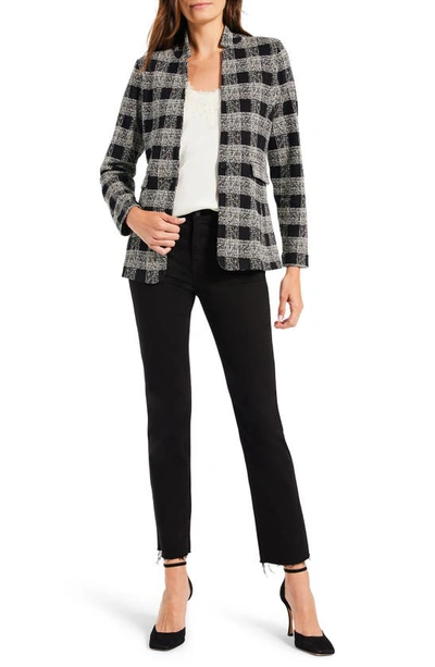 Shop Nic + Zoe Perfectly Plaid Metallic Cotton Blend Knit Blazer In Black Multi