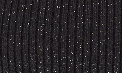 Shop Ming Wang Imitation Pearl Collar Shimmer Rib Sweater In Black/ Silver