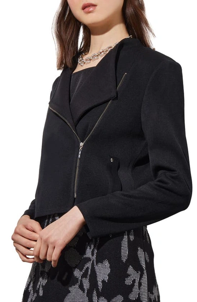 Shop Ming Wang Knit Moto Jacket In Black