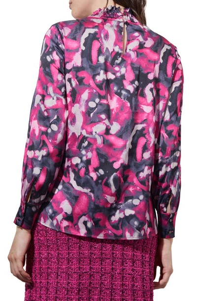 Shop Ming Wang Abstract Floral Crêpe De Chine Top In Mlby/ Gnt/ Biv