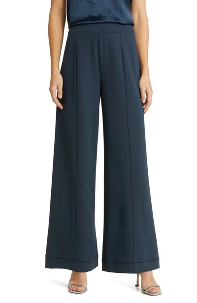 Shop Nordstrom Seamed Wide Leg Pants In Navy Blueberry