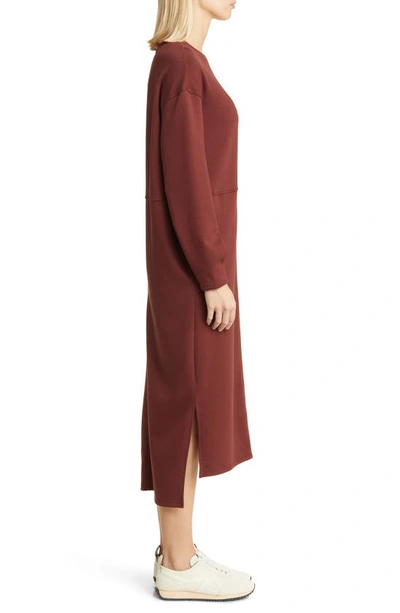 Shop Nordstrom Long Sleeve Shift Sweatshirt Dress In Brown Raisin