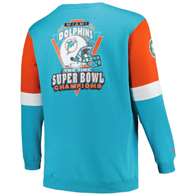 Shop Mitchell & Ness Aqua Miami Dolphins Big & Tall Fleece Pullover Sweatshirt
