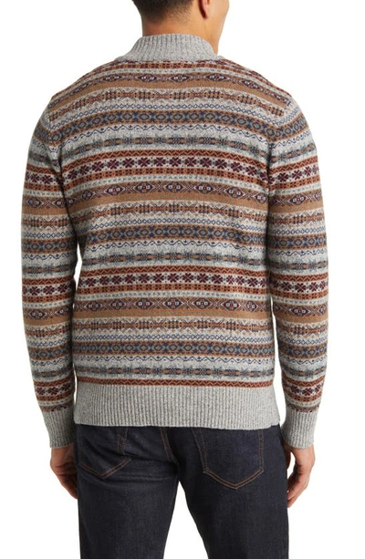 Shop Schott Fair Isle Wool Blend Sweater In Heather Grey