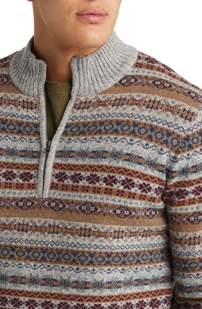 Shop Schott Fair Isle Wool Blend Sweater In Heather Grey
