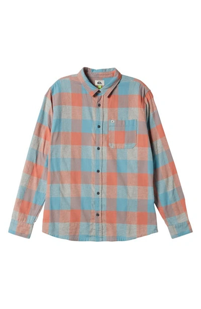 Shop Quiksilver Motherfly Buffalo Check Button-up Organic Cotton Flannel Shirt In Reef Waters