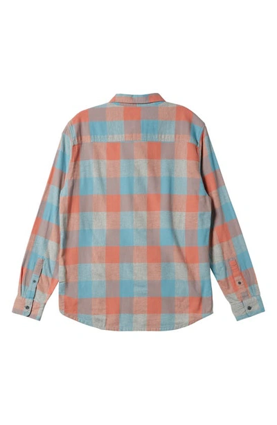 Shop Quiksilver Motherfly Buffalo Check Button-up Organic Cotton Flannel Shirt In Reef Waters