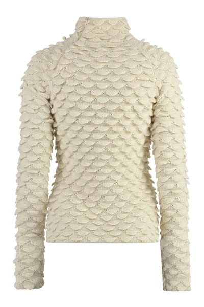 Shop Bottega Veneta Wool Turtleneck Sweater In Panna
