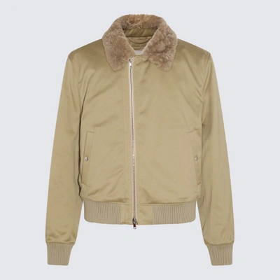 Shop Burberry Beige Cotton Casual Jacket In Hunter