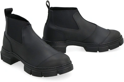 Shop Ganni Crop City Rubber Boots In Black
