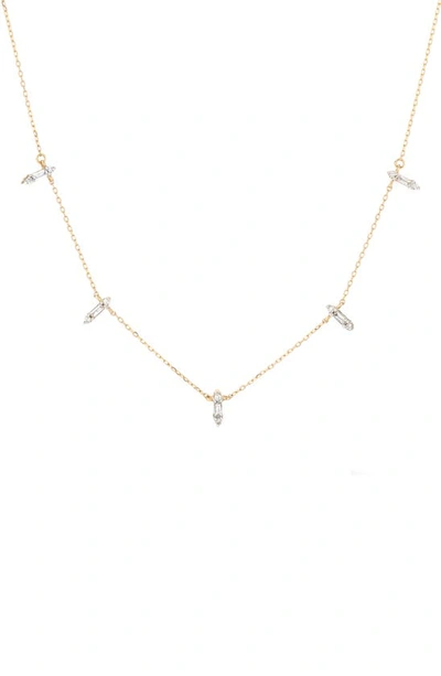 Shop Adina Reyter Stack Baguette Cut Diamond Chain Necklace In Yellow Gold