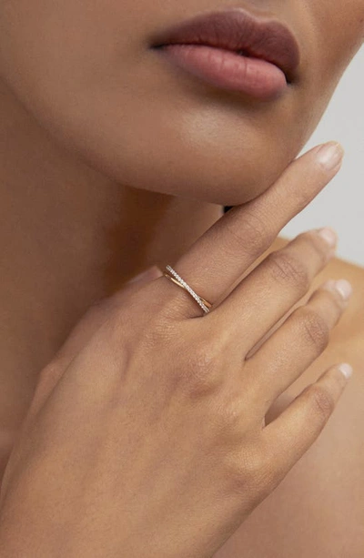 Monica Vinader 14k Gold Diamond Crossover Ring In 14k Solid Gold