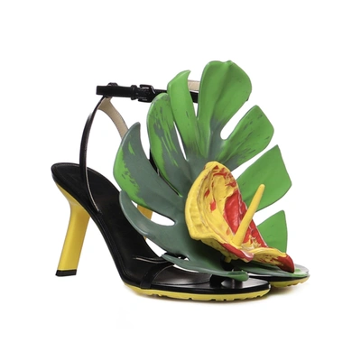 Shop Loewe Petal Monstera Leather Sandals