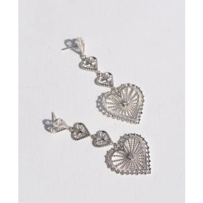 Shop Zoe And Morgan Mi Amor Silver White Zircon Earrings In Metallic