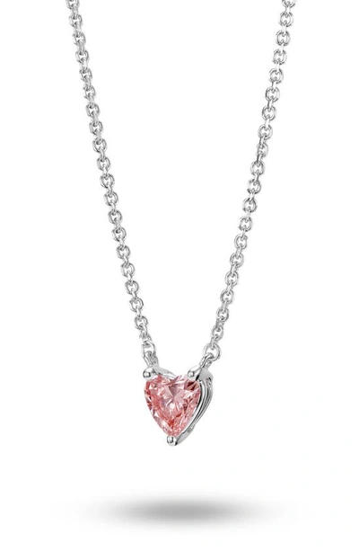 Shop Lightbox 0.25-carat Lab Grown Diamond Heart Pendant Necklace In Pink/ 14w
