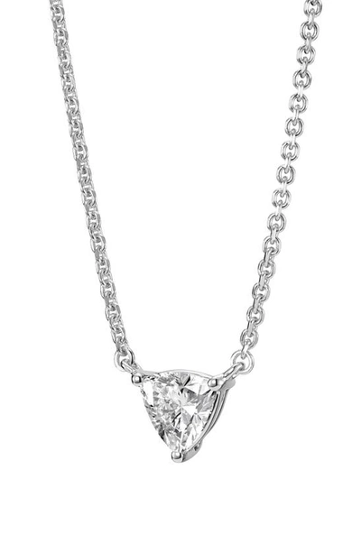 Shop Lightbox 0.375-carat Lab Grown Trillion Diamond Necklace In White/ 14 White Gold