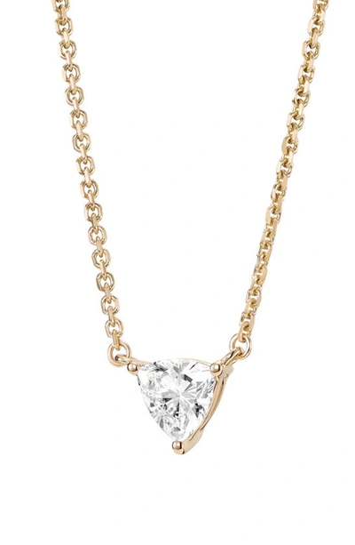 Shop Lightbox 0.375-carat Lab Grown Trillion Diamond Necklace In White/ 14 Yellow Gold